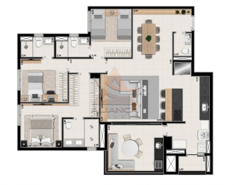 Aliança Imóveis - Imobiliária em Ribeirão Preto - SP - Apartamento - Jardim Olhos D'água  - Ribeirão Preto