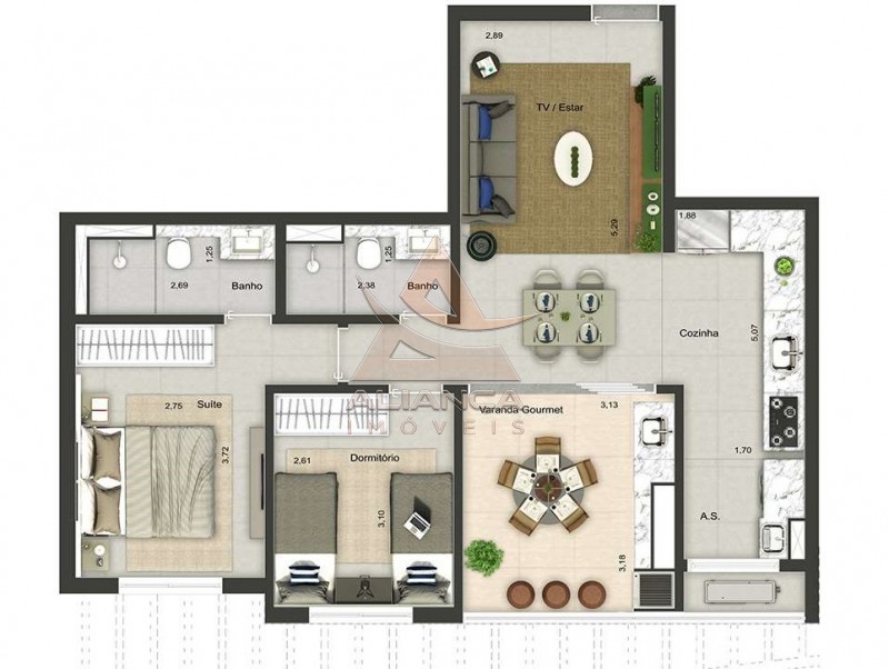 Aliança Imóveis - Imobiliária em Ribeirão Preto - SP - Apartamento - Jardim Olhos D'água  - Ribeirão Preto